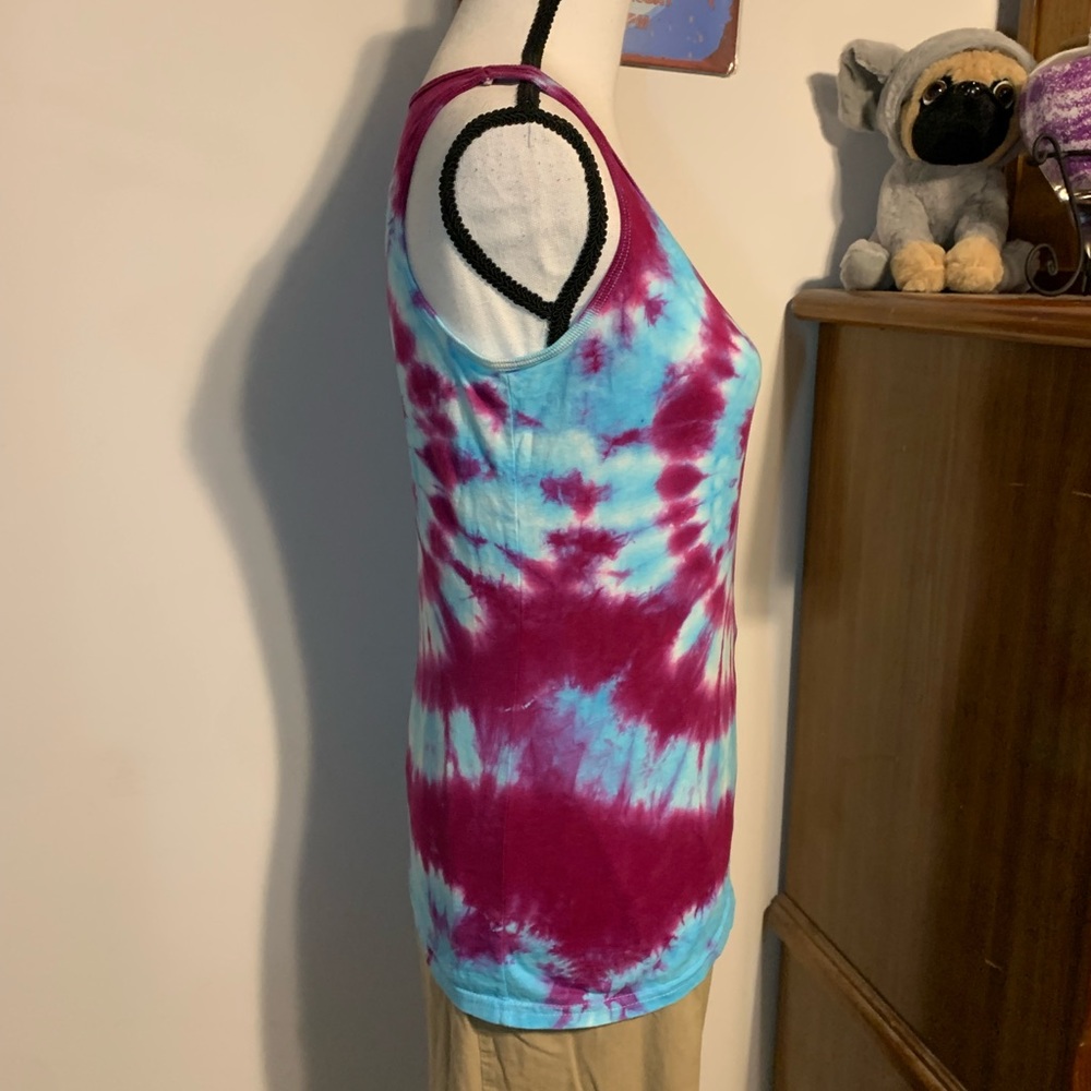 Gildan Blue and Purple Spiral Tie Dye Tank Top - Picture 5 of 7